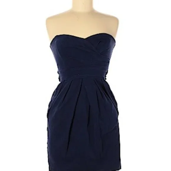 Navy Blue Strapless Dress Size 5 - Picture 1 of 3